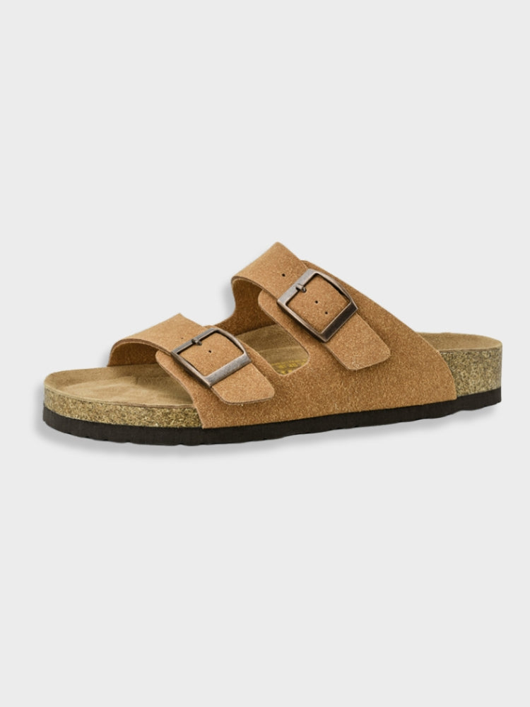 Sandalen zum Hineinschlüpfen | Flache Sandalen | Orthopädische Sandalen | Sandalen mit Doppelschnalle | Zehentrenner-Gelb-35-Chaps Herrenmode