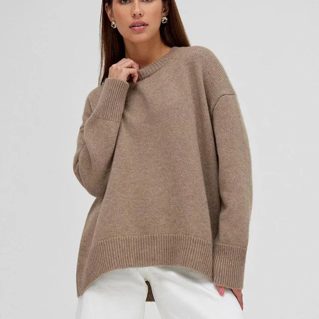 Damen Kaschmirpullover Einfach Elegant Weich Beige