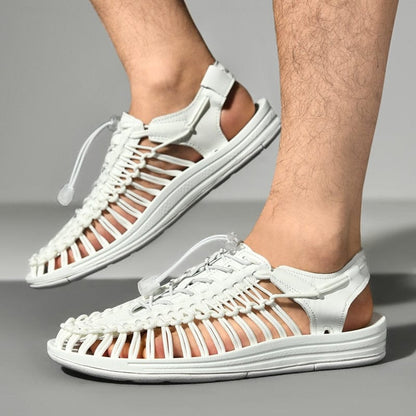 Herren Strandsandalen Runde Zehenpartie Leder Braun