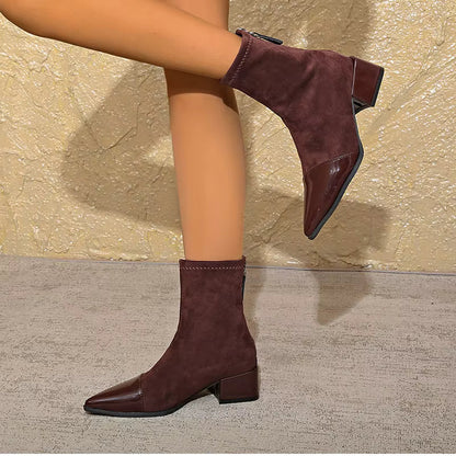 Damen Winter Ankle Boots Mit Blockabsatz