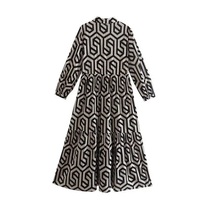 Eveloria Damen Langärmliges Kleid Geometrisches Muster