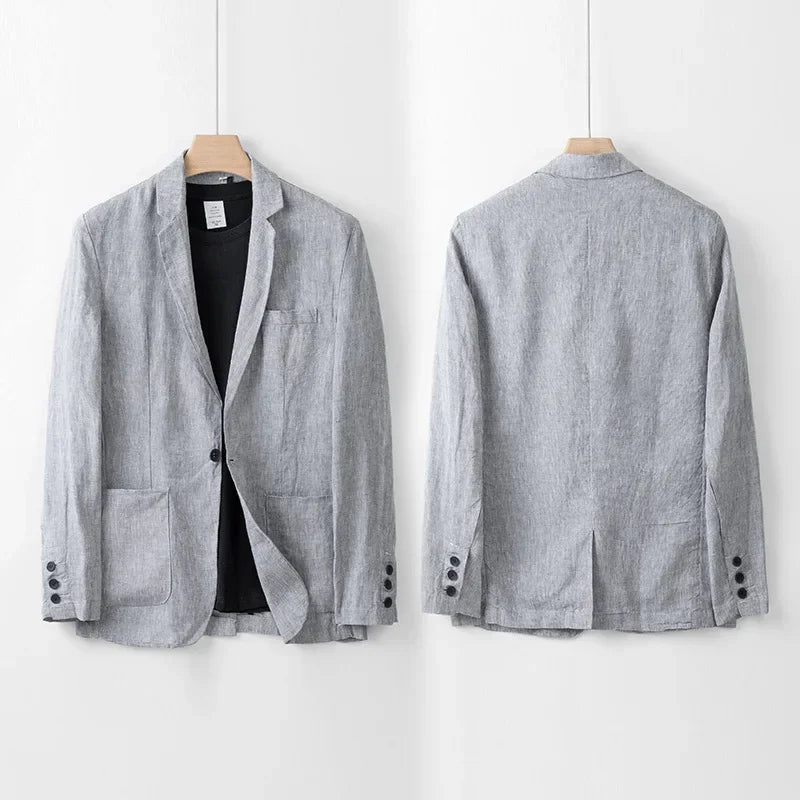 Herren Leinenblazer Leicht Beige