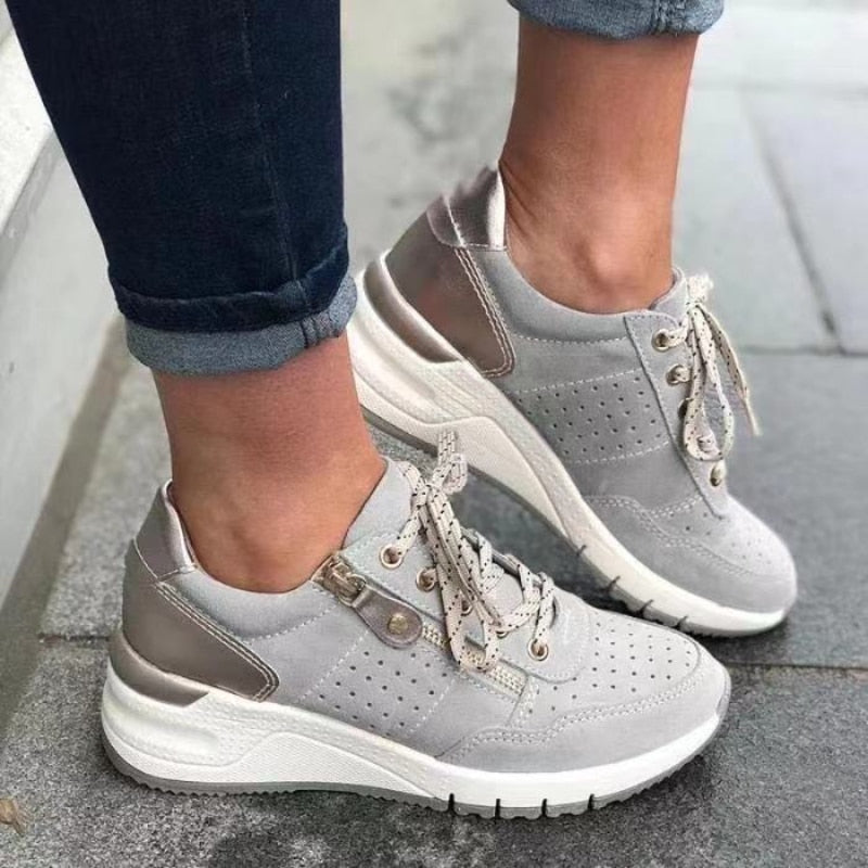 Damen Freizeit-Sneaker Runde Spitze Schnürung
