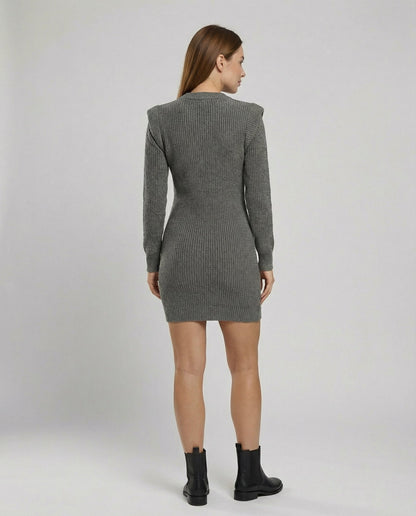 Elegantes Damen Midikleid Figurbetont Strick
