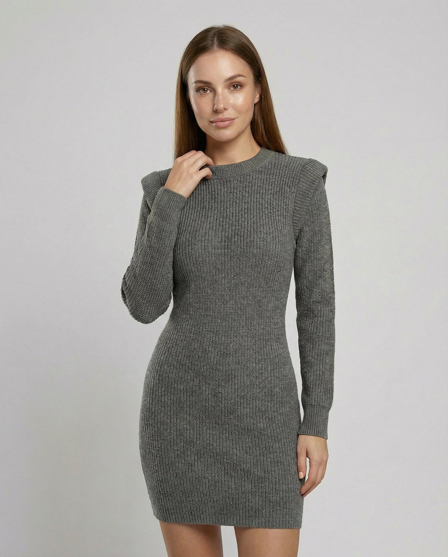 Elegantes Damen Midikleid Figurbetont Strick - Eveloria