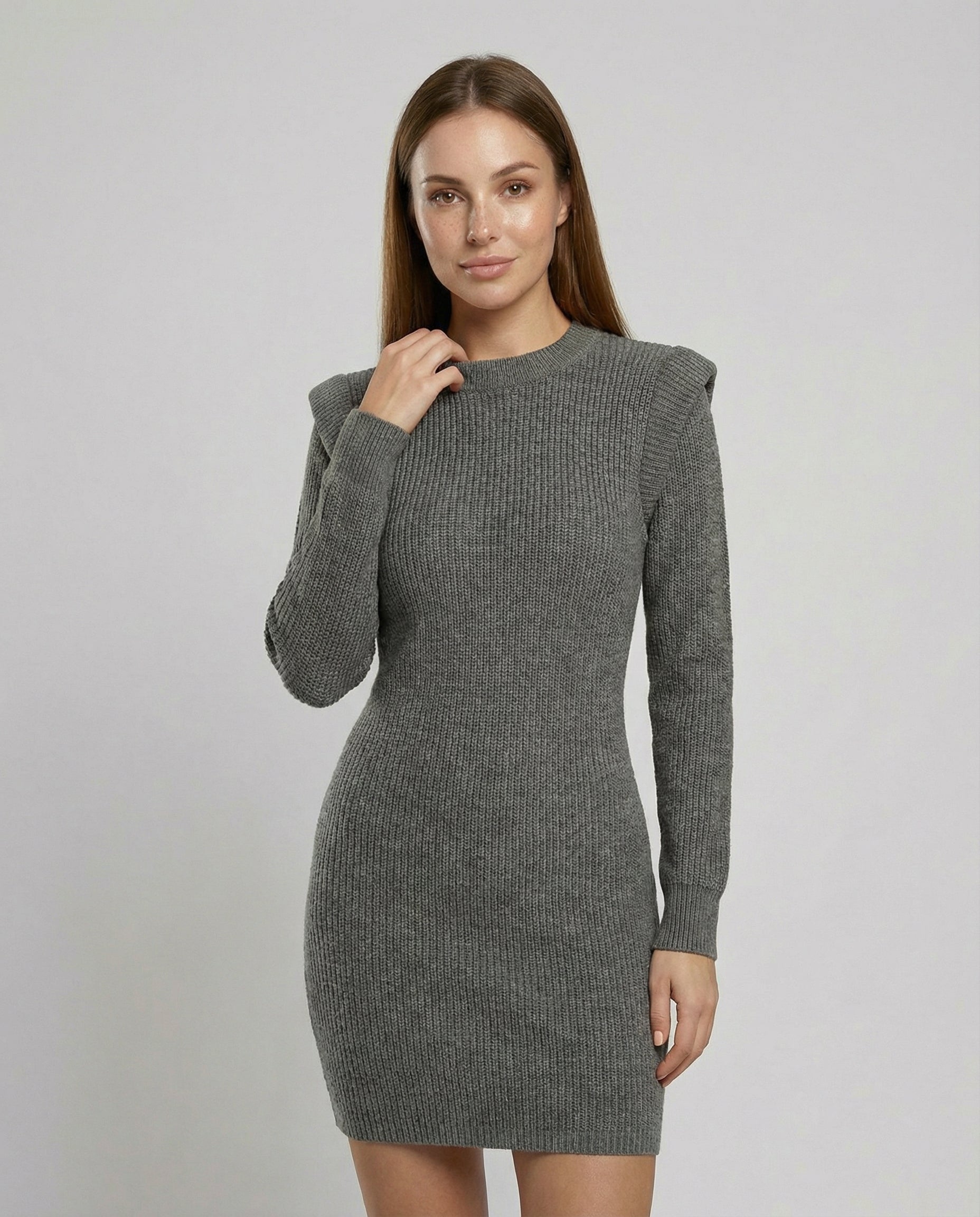 Elegantes Damen Midikleid Figurbetont Strick - Eveloria