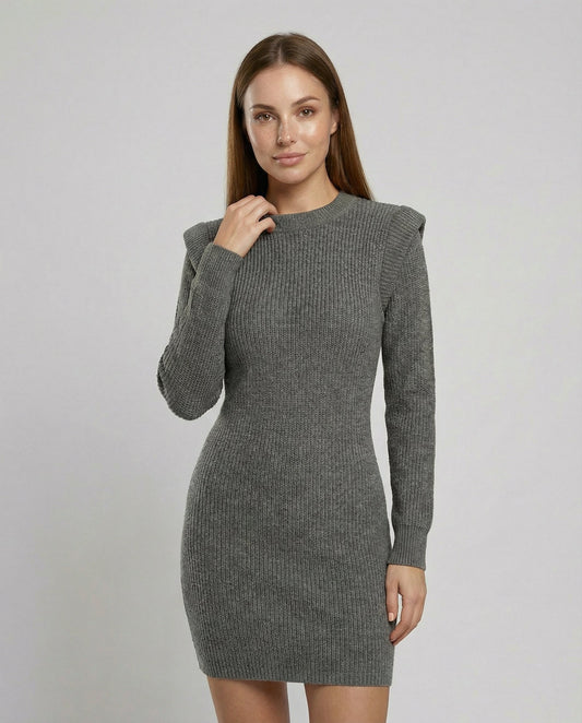 Elegantes Damen Midikleid Figurbetont Strick - Eveloria