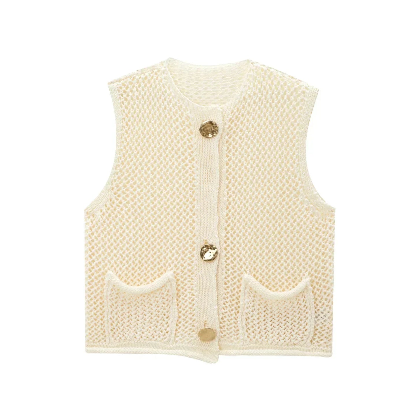 Eveloria Damen Ärmellose Strickweste Mit Knöpfen