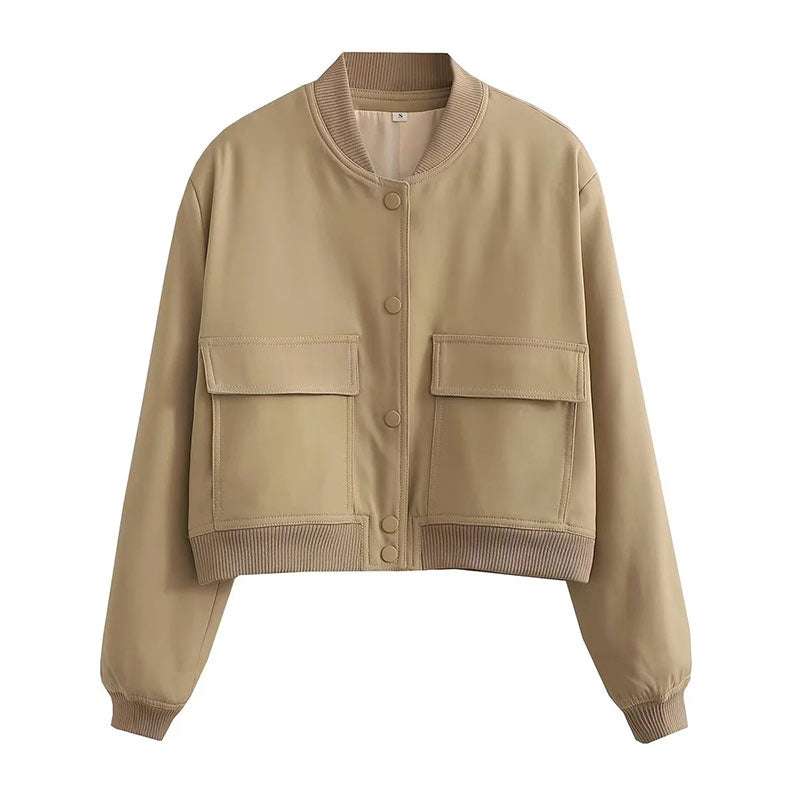Damen Streetwear-Jacke Kurz Knopfleiste