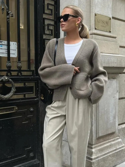 Damen Strickjacke Stilvoll Langärmlig