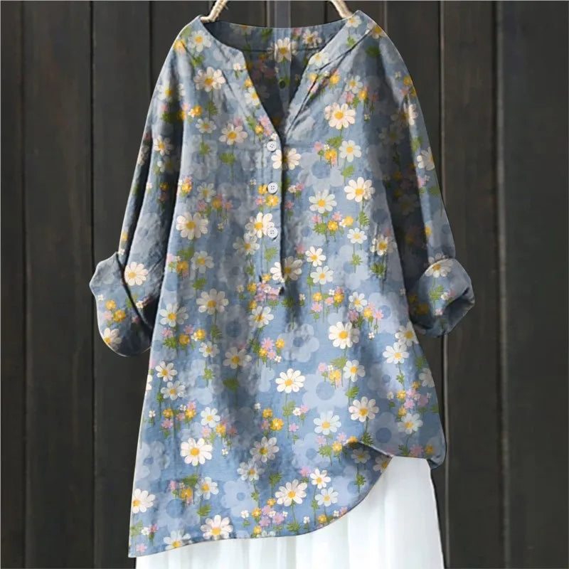 Eveloria Damenbluse Blumenmuster Baumwolle Leicht