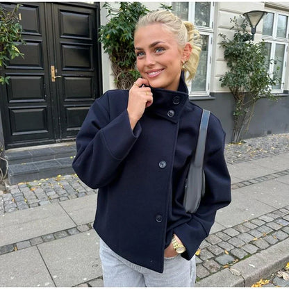Damen Kurzjacke Stehkragen Elegantes Design