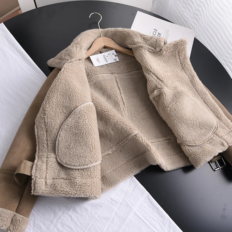 Eveloria Damen Sherpa Fleece Bomberjacke