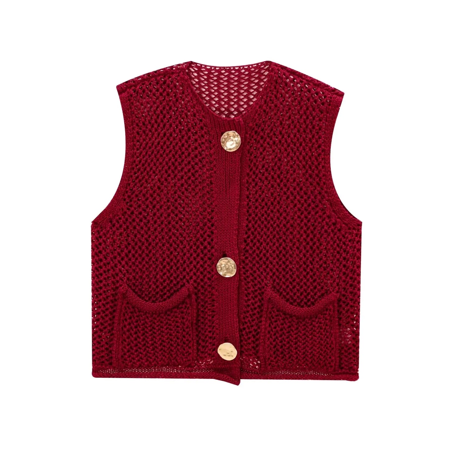 Eveloria Damen Ärmellose Strickweste Mit Knöpfen