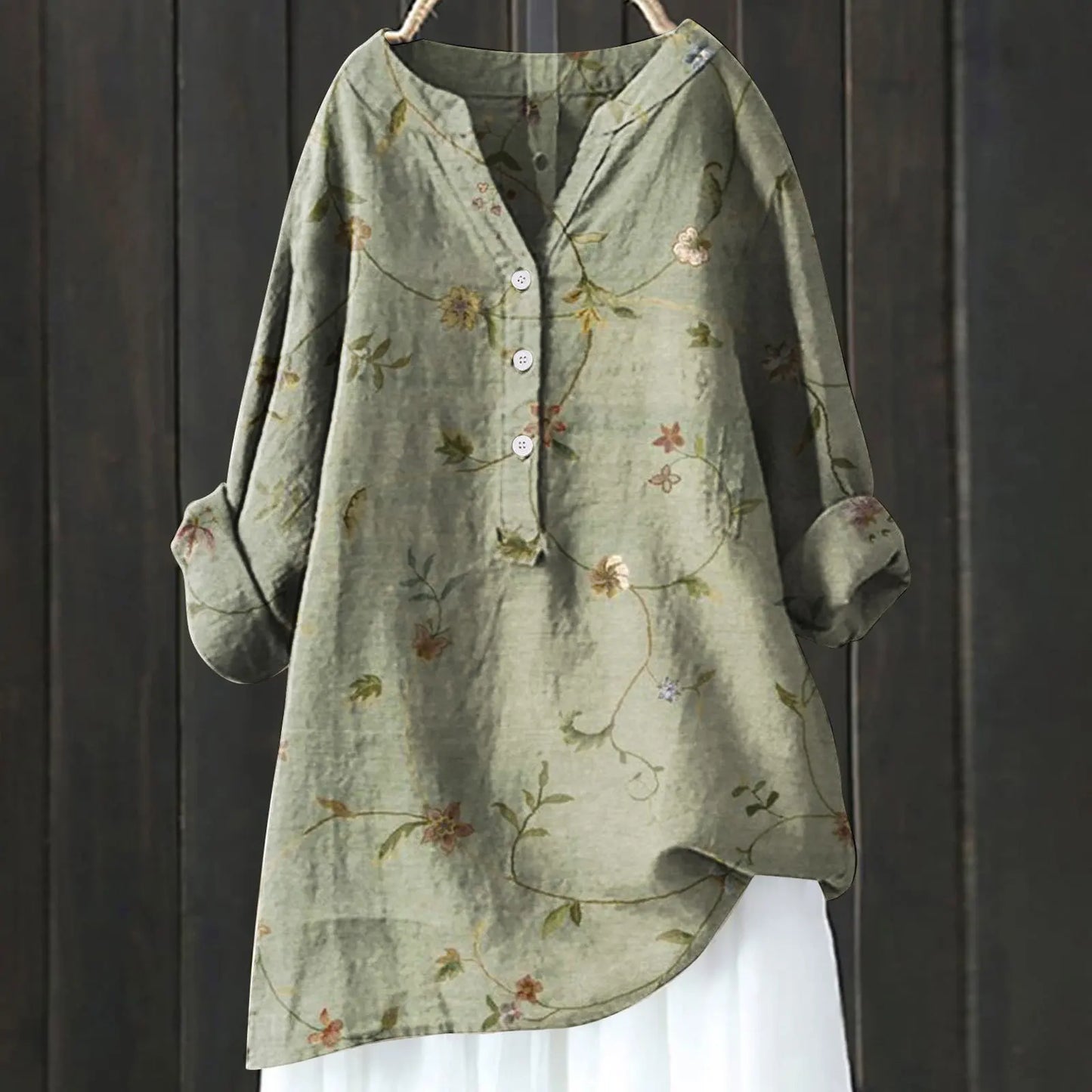 Eveloria Damenbluse Blumenmuster Baumwolle Leicht