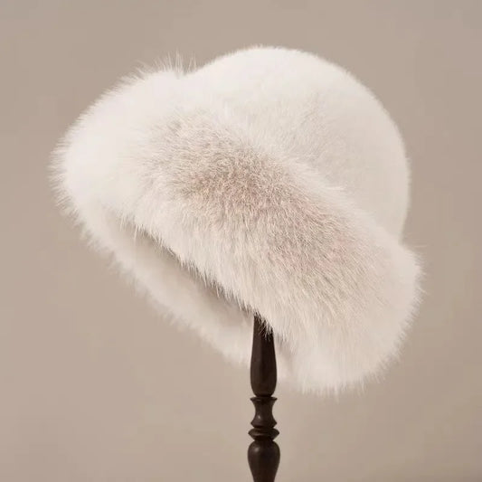 Damen Frühlingsmütze aus Wolle mit Schleife und Blumenmuster Beige - Eveloria