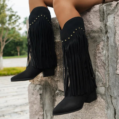 Eveloria Damen Cowboy-Stiefel Elegant Leder