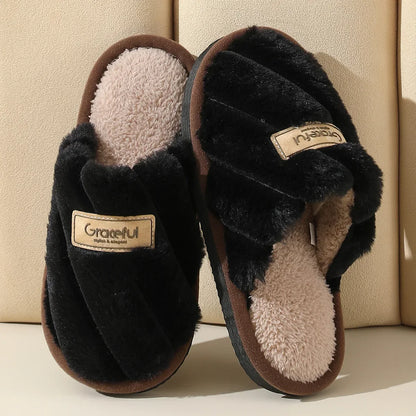 Damen Plush Slide Hausschuhe Weich Polsterung Indoor Komfort