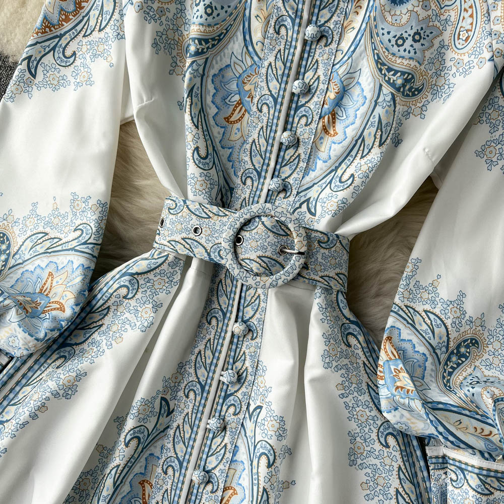 Eveloria Damen A-Linienkleid Gürtel Blumenmuster