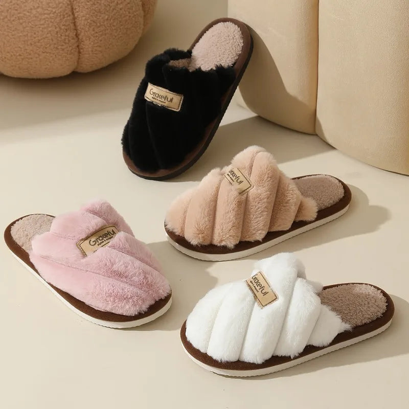Damen Plush Slide Hausschuhe Weich Polsterung Indoor Komfort - Eveloria
