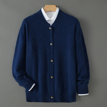 Damen Weiche Strickjacke Mit Knöpfen Vorne