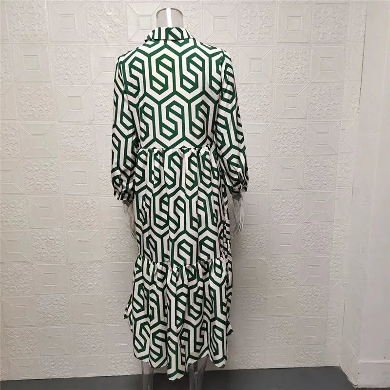 Eveloria Damen Langärmliges Kleid Geometrisches Muster