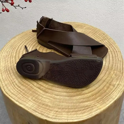 Eveloria Damen Sandalen Indisch Stil Leder Braun