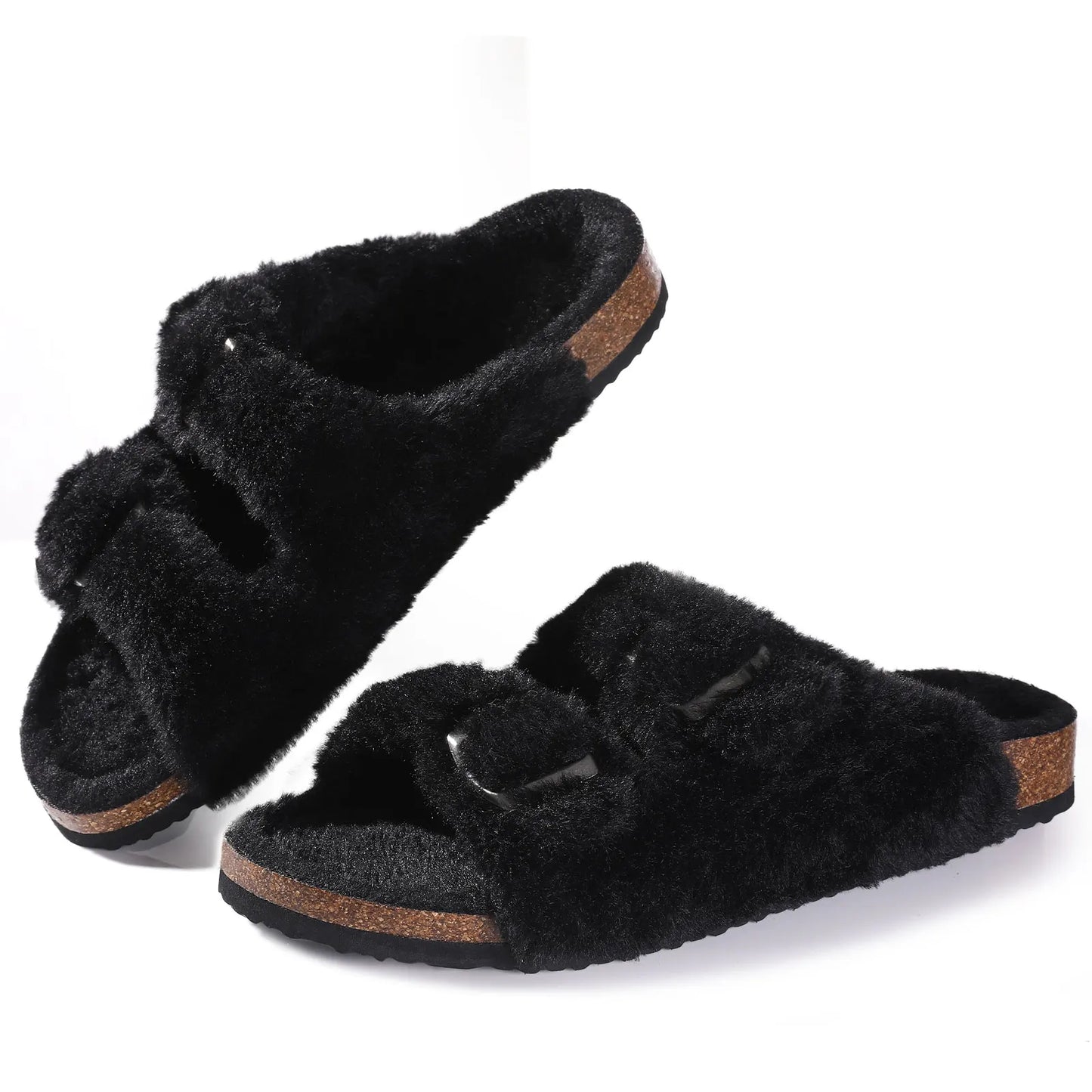 Eveloria Damen Plüsch-Fellpantoffeln Chic