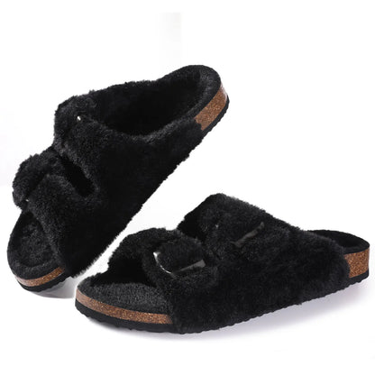 Eveloria Damen Plüsch-Fellpantoffeln Chic