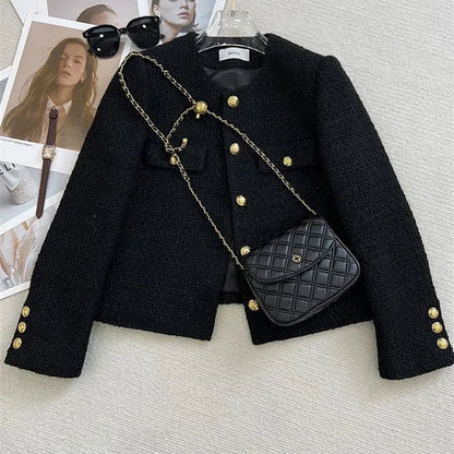 Eveloria Damen Tweed Blazer Herbst Braun