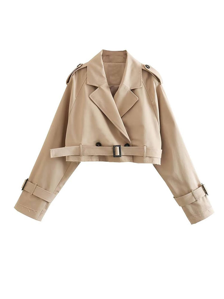 Eveloria Damen Kurzer Trenchcoat Beige - Eveloria