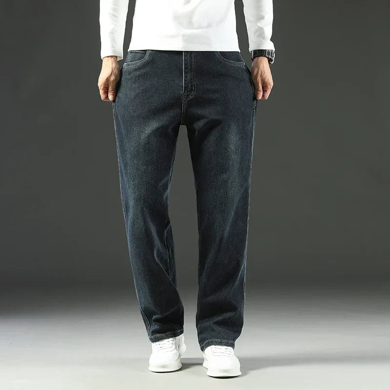 Herren Weite Jeans Blau