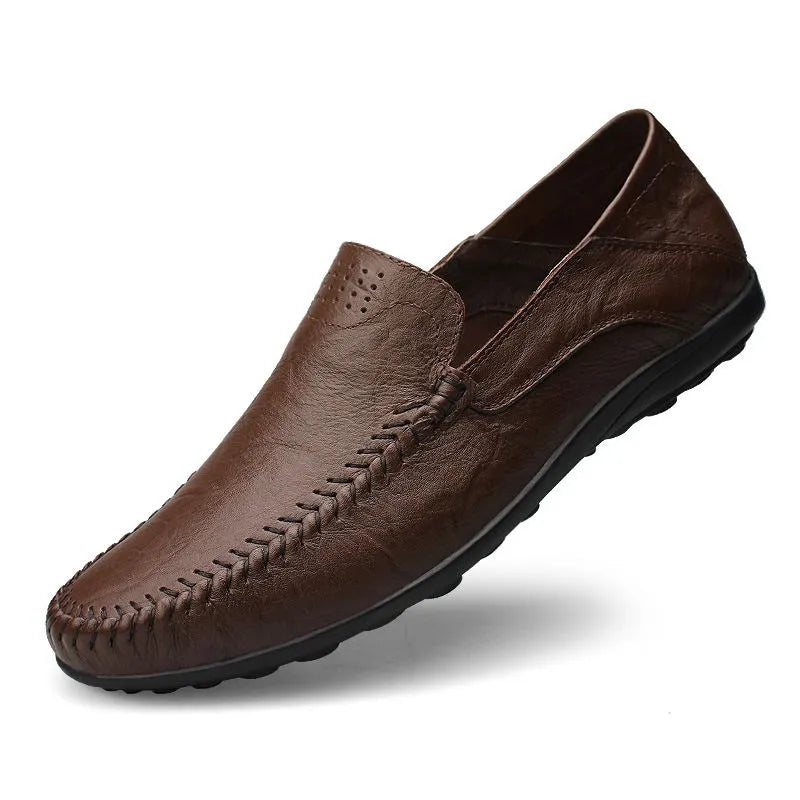 Eveloria Damen Mokassins Italienisches Leder Braun