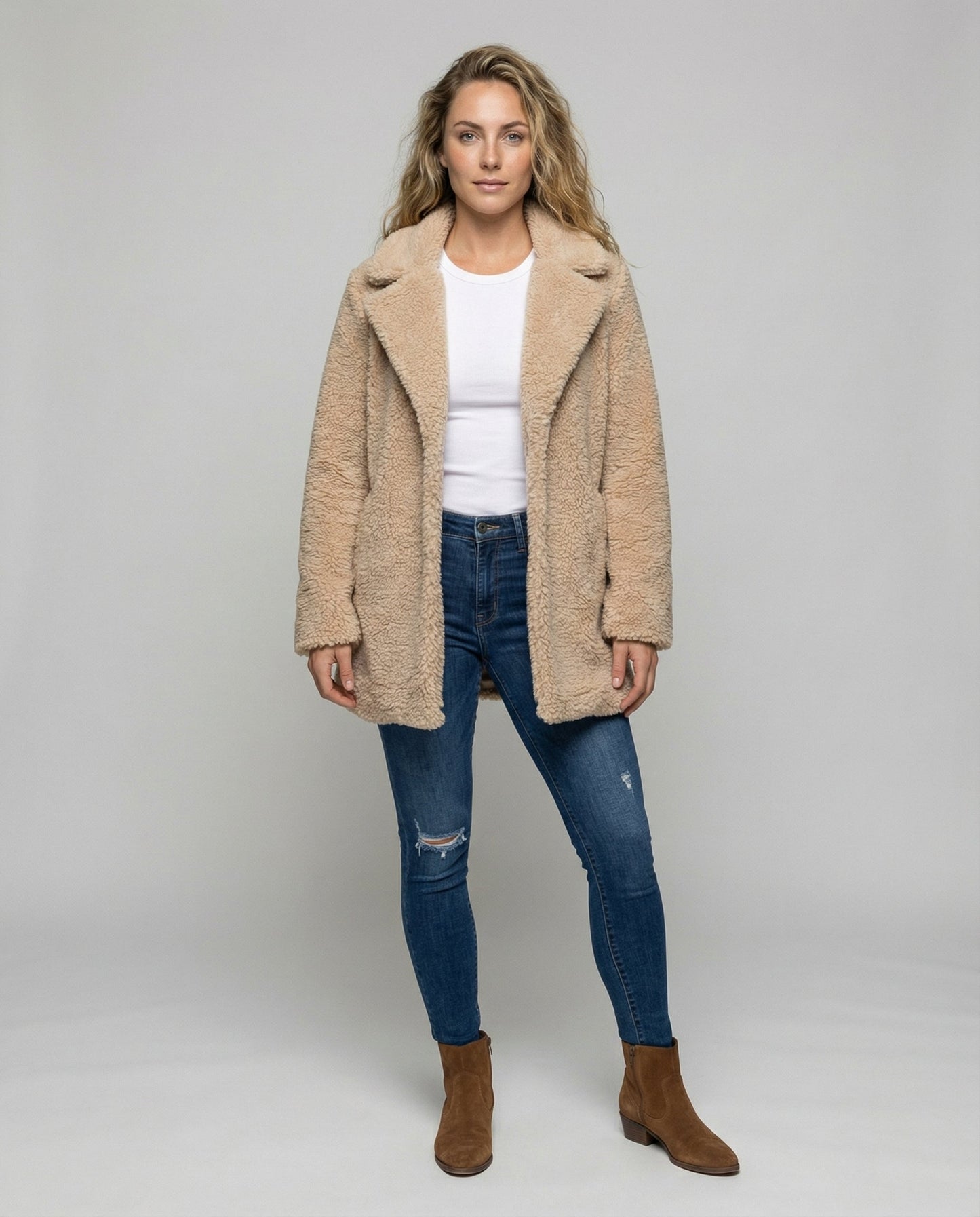 Damen Fleece Mantel Warm