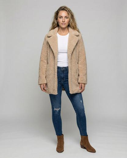 Damen Fleece Mantel Warm