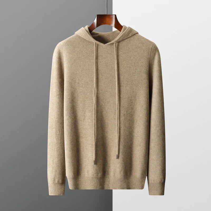 Herren Kaschmir Hoodie Weich Beige