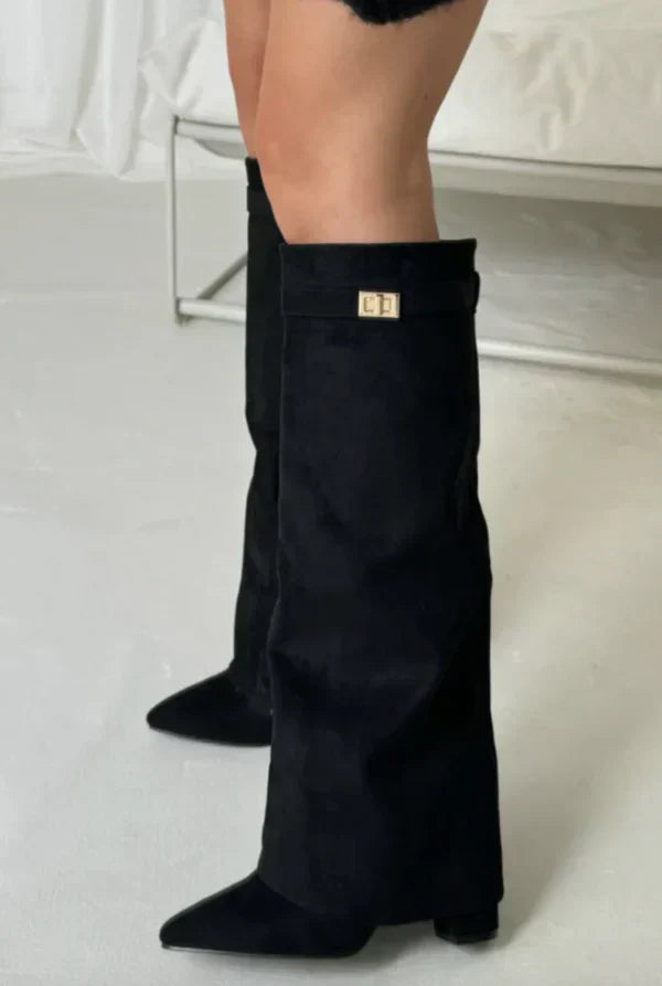 Eveloria Damen Kniehohe Stiefel Leder