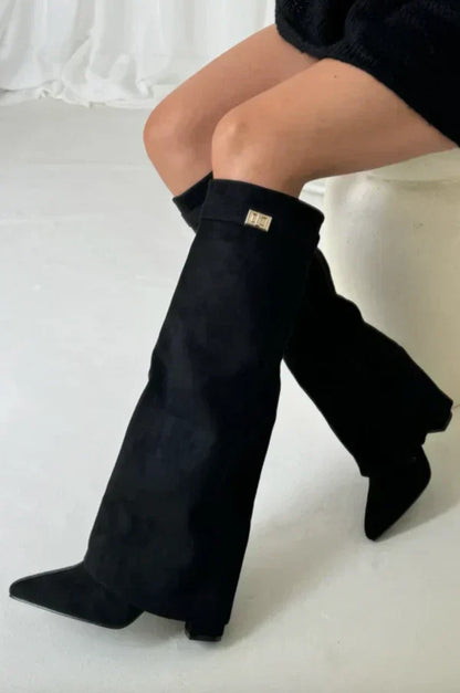 Eveloria Damen Kniehohe Stiefel Leder