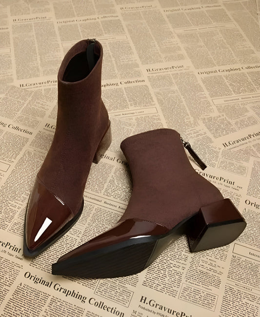 Damen Winter Ankle Boots Mit Blockabsatz Schwarz - Eveloria