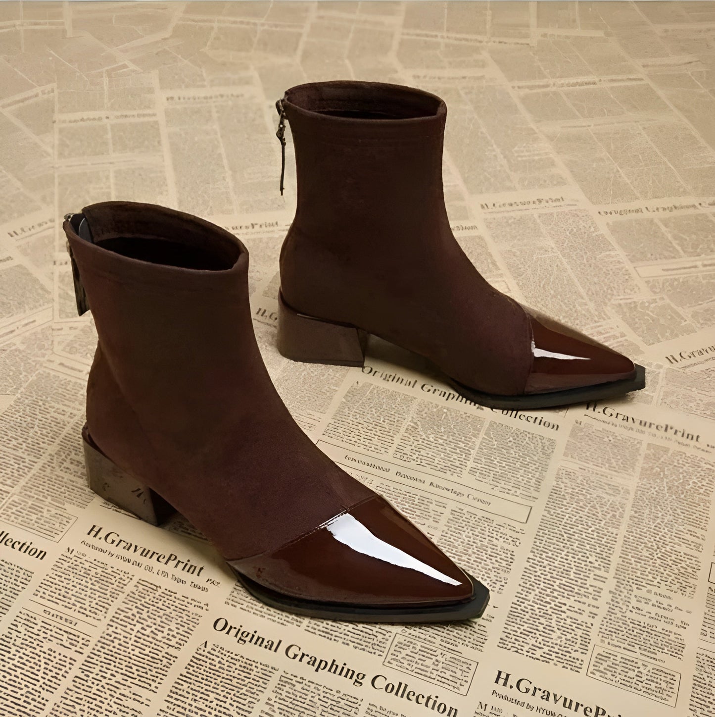 Damen Winter Ankle Boots Mit Blockabsatz