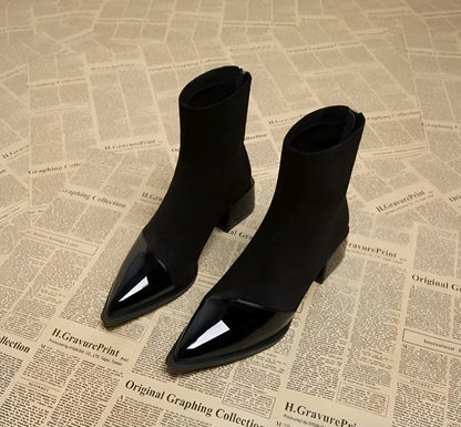 Damen Winter Ankle Boots Mit Blockabsatz