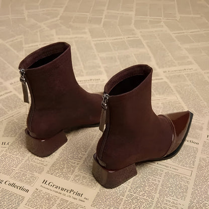 Damen Winter Ankle Boots Mit Blockabsatz