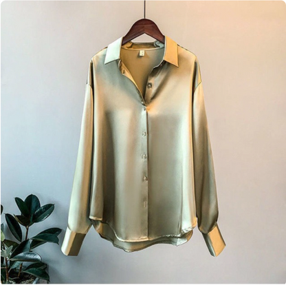 Damen Bluse Langärmelig Übergroß Lässig