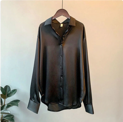 Damen Bluse Langärmelig Übergroß Lässig
