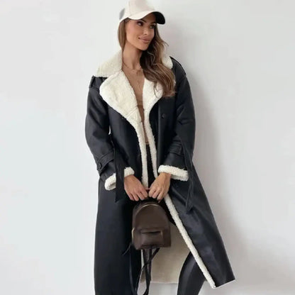 Damen Winterjacke Fleece Gefüttert Lang - Eveloria