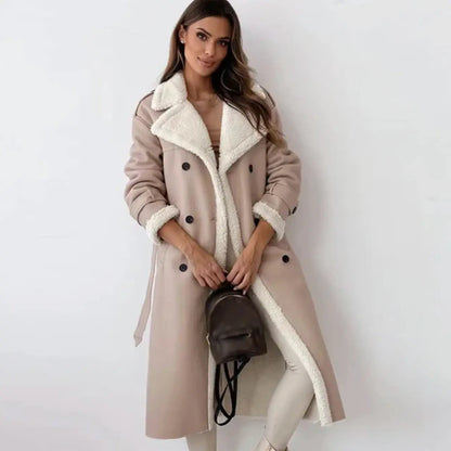 Damen Winterjacke Fleece Gefüttert Lang