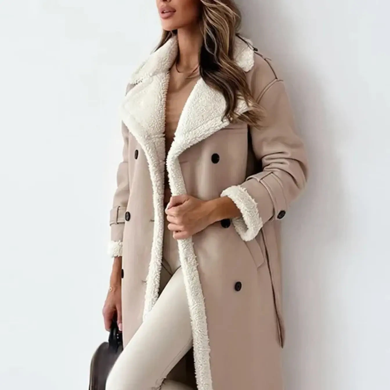 Damen Winterjacke Fleece Gefüttert Lang