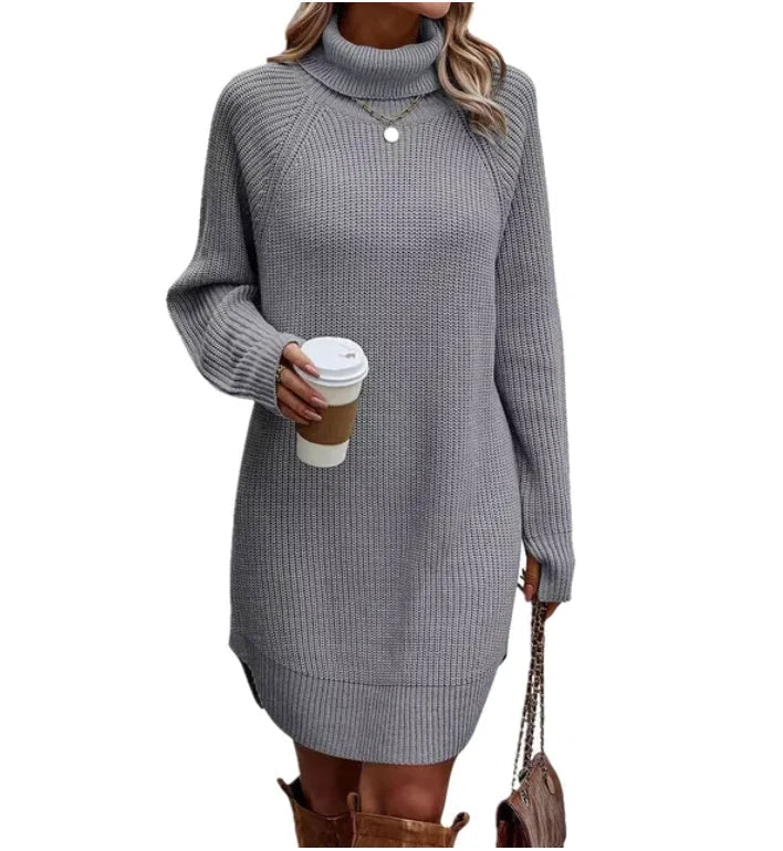 Eveloria Damen Sweatkleid Strick Kragen