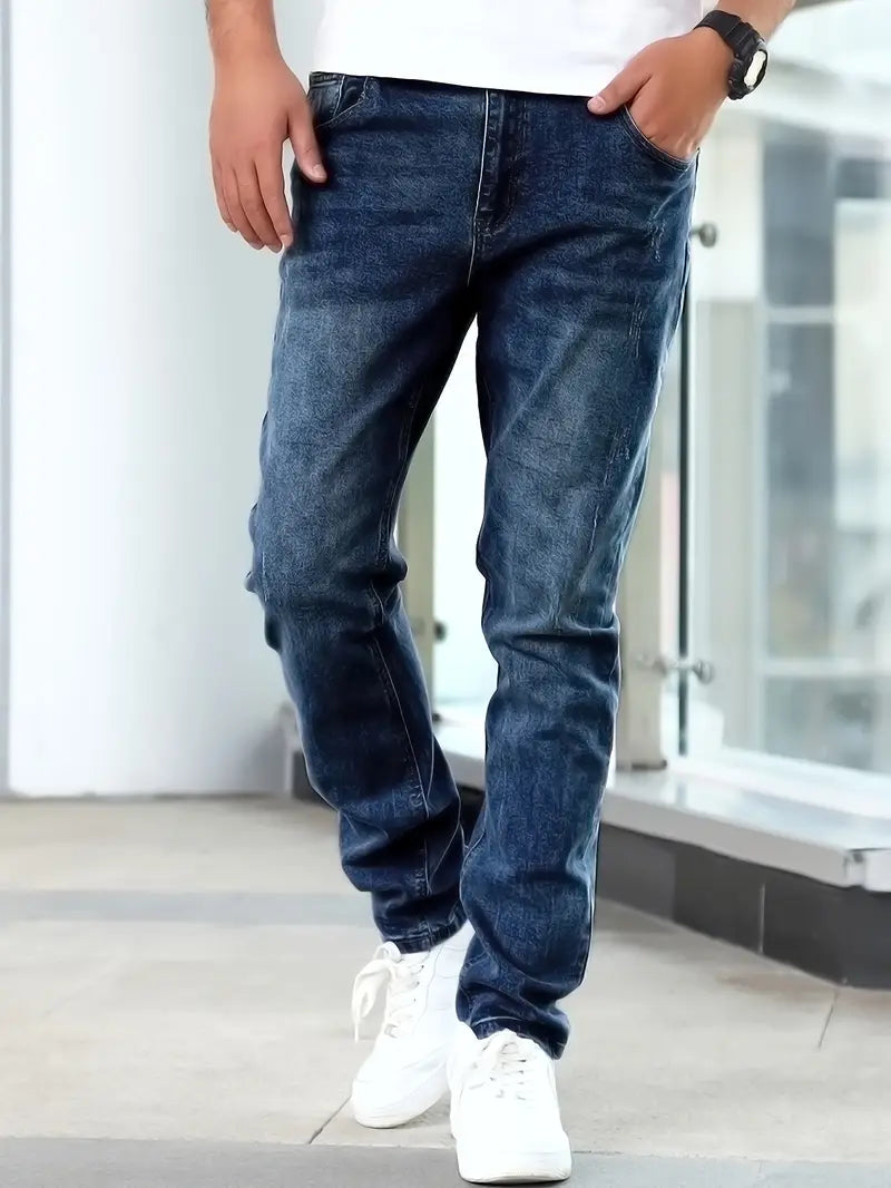 Herren Skinny Jeans Blau Vorgewaschen Schmal - Eveloria