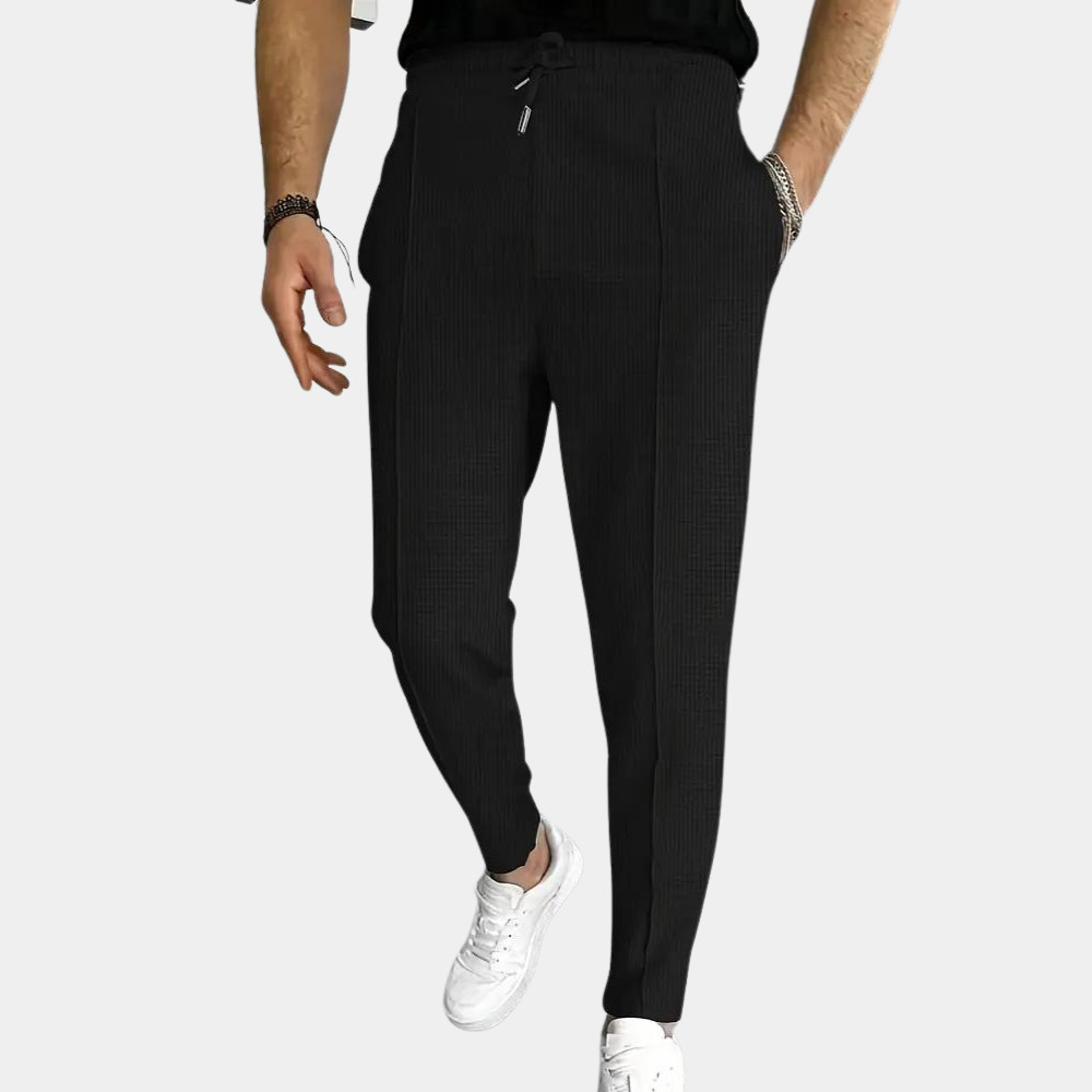 Schmal geschnittene Jogginghosen - Skinny Jogginghose für Männer mit elastischem Bund und Kordelzug-Schwarz-S-Chaps Herrenmode